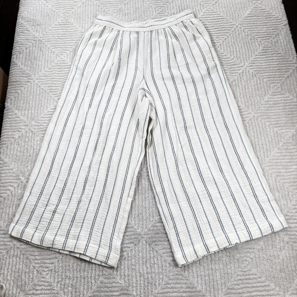 Madewell Pants Womens XL Untailored Wide Leg Cropped Stripe Coastal Baggy NK143
